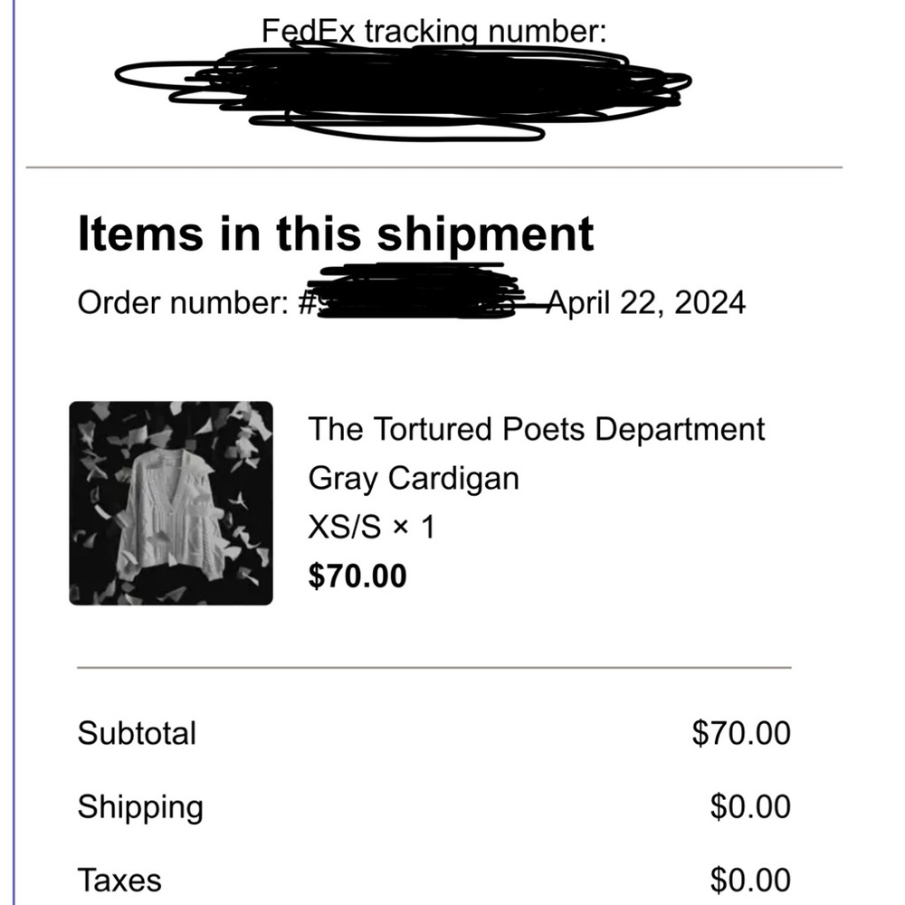 Tortured Poets Department Cardigan XS/Small